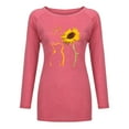 thumbnail image 4 of Camiseta de manga larga informal suelta con cuello redondo y estampado de color liso para mujer Fridja  hj1747, 4 of 4