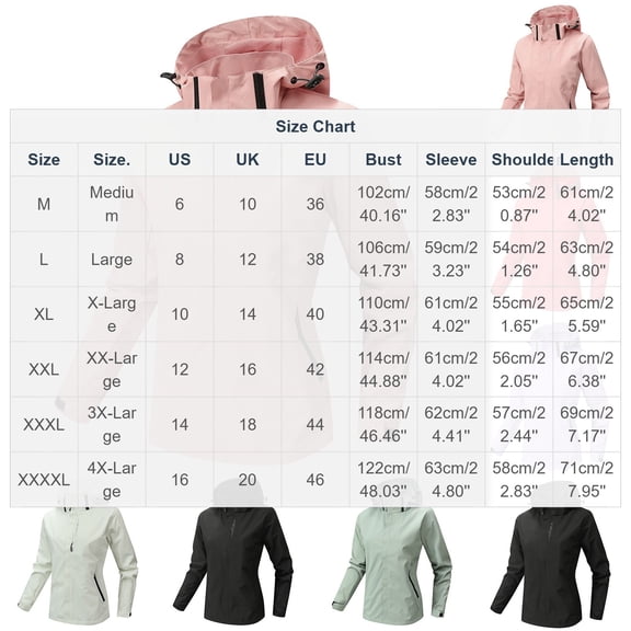 Lmueinov Windbreaker Waterproof Jacket for Women Plus Size Full Zip Lightweight Hiking Coat with Adjustable Hood Casual Athletic Outerwear for Fall Winter M-4XL