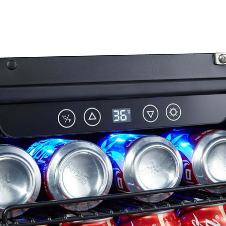 NewAir - 96-Can Built-In Beverage Cooler with Precision Temperature Controls and Adjustable Shelves - Black Stainless Steel