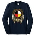 thumbnail image 2 of Wild Bobby, Medicine Wheel Dreamcatcher Native American Pop Culture Mens Long Sleeve Shirt, Navy, Large, 2 of 3