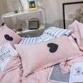 thumbnail image 4 of Housse de Couette Cœur Rose Ensemble de Literie 3 Pcs Microfibre Motif Amour & Rayures Housse de Couette Réversible avec Fermeture Éclair et 2 Taies d'Oreiller, 4 of 7