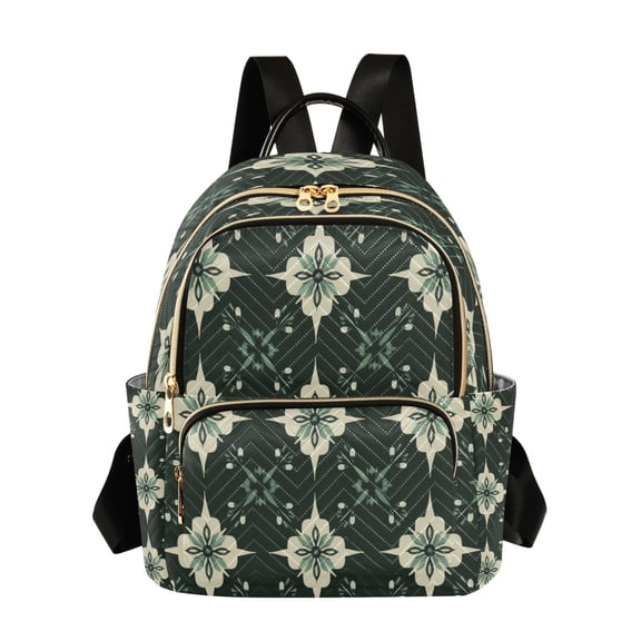 WOBOGO Dark Green Geometric Shapes Butterfly Backpack Durable Lightweight Shoulder Bag Built-in Laptop Sleeve and Multiple Utility Compartments