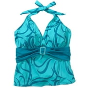 Women's Plus Belted Halter Tankini Top