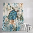 thumbnail image 3 of Shower Curtains for Bathroom, Ocean Turtle Waterproof Fabric Shower Curtain, Coastal Nautical Coral Starfish Blue Decorative Bathroom Curtain for Bathtub, 66"x72", No Hooks Included, 3 of 9