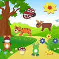 thumbnail image 2 of Juegos de rompecabezas magnéticos de madera, más de 100 piezas de rompecabezas de doble cara con patrón de animales, pizarra de caballete de dibujo, 2 of 3