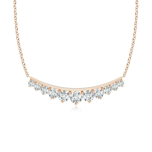 ANGARA Natural Graduating Diamond Curved Necklace in 14K Rose Gold for Women (Size-3.8mm| Color-G| Clarity-VS2) | April Birthstone, Anniversary, Jewelry Gift for Women | Natural Diamond Necklace