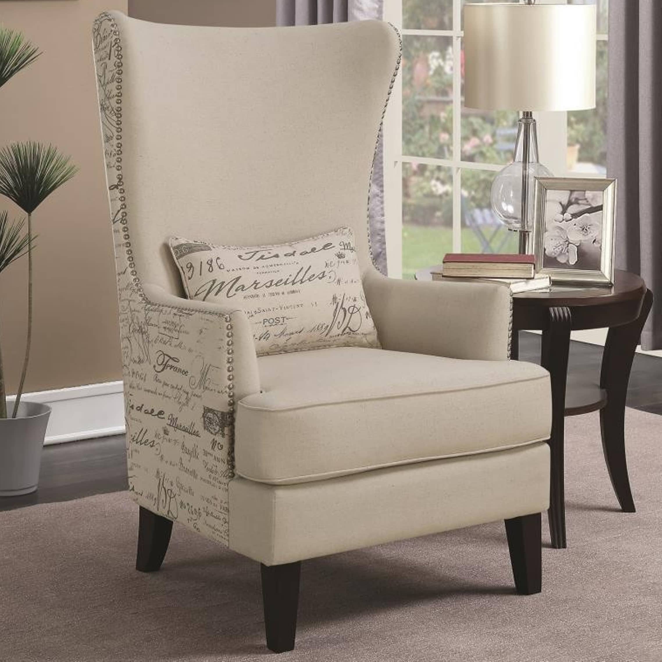 Modern French Script Design Curved High Back Accent Chair - Walmart.com