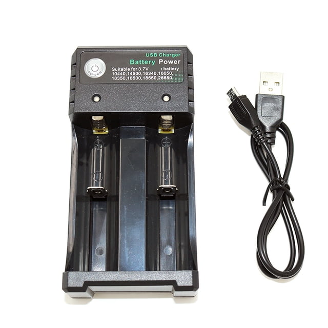 Cargador de batería portátil de carga rápida con 2 ranuras 18650 para baterías recargables