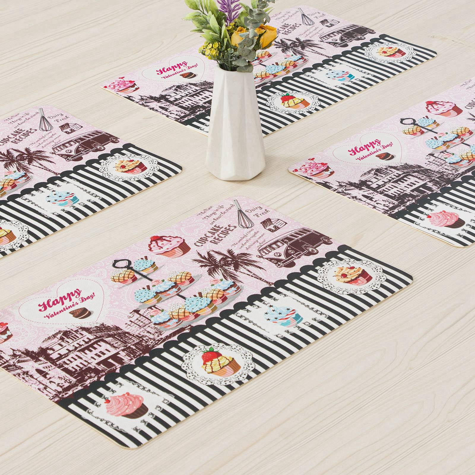 RAY STAR Placemats Set of 4, Vinyl Washable Wipeable Place Mats-12inx18in, Heat Resistant Waterproof Place Mat