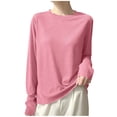 thumbnail image 3 of Liuinsasek Women's Long-Sleeve Top Knit Pullover Fashionable Thin Lightweight Solid-Color Round-Neck Base Layer Winter Outfits, 3 of 8