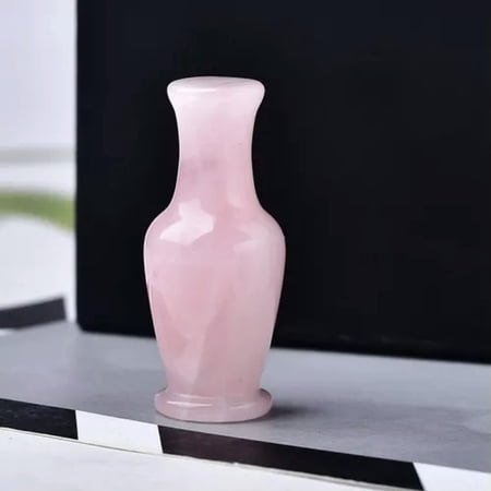 EOEMY Natural Chakra Quartz Crystal Carved Flower Vase Mineral Energy Stone Decor Rock-Rose Quartz Stone-5Pcs