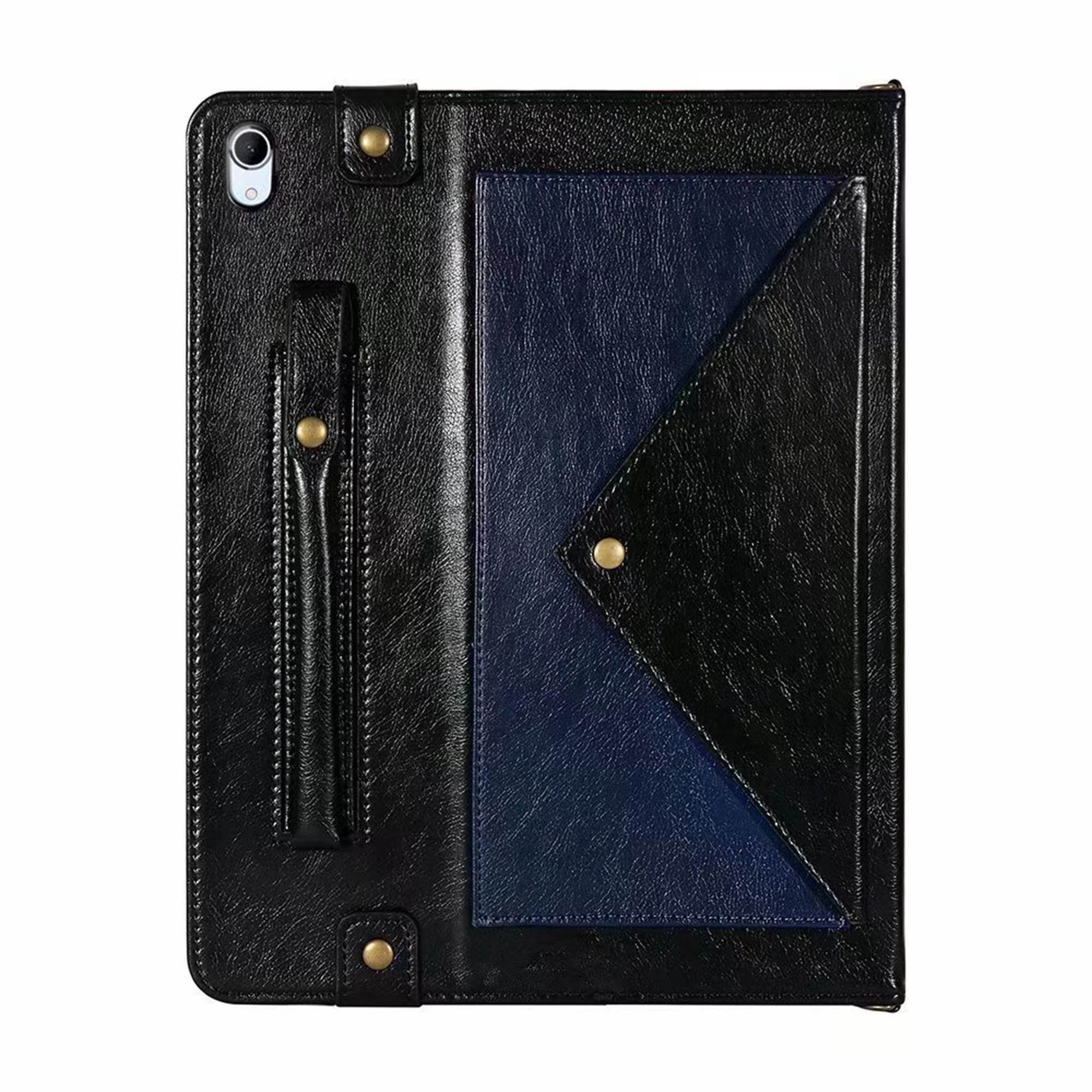 Dteck for iPad 10th Generation Case 10.9 Inch 2022, Premium PU Leather Business Folio Stand Cover with Apple Pencil Holder, 
Crossbody iPad Case with Card Wallet Envelope Pocket, Blue + Black