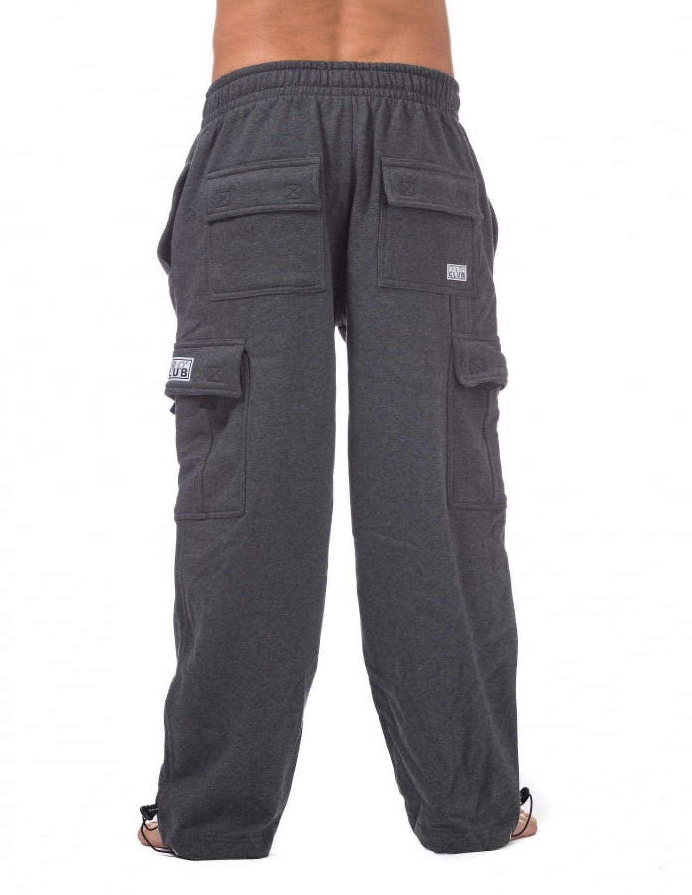 Pro Club Mens Heavyweight Cargo Sweatpants, Charcoal, Medium