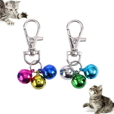 Pet Enjoy 4Pcs Pet Small Bells for Collar,Safety Three Bells Hanging Pendant Pet Ornament,Bell Training Pendants Jewelry for Pet Cat Dog Necklace Collar