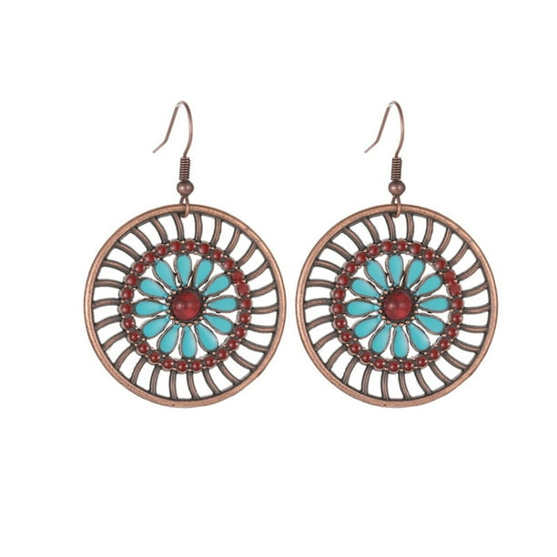 1 par de pendientes para mujer, aretes redondos, ahuecados, a la moda, estilo Vintage