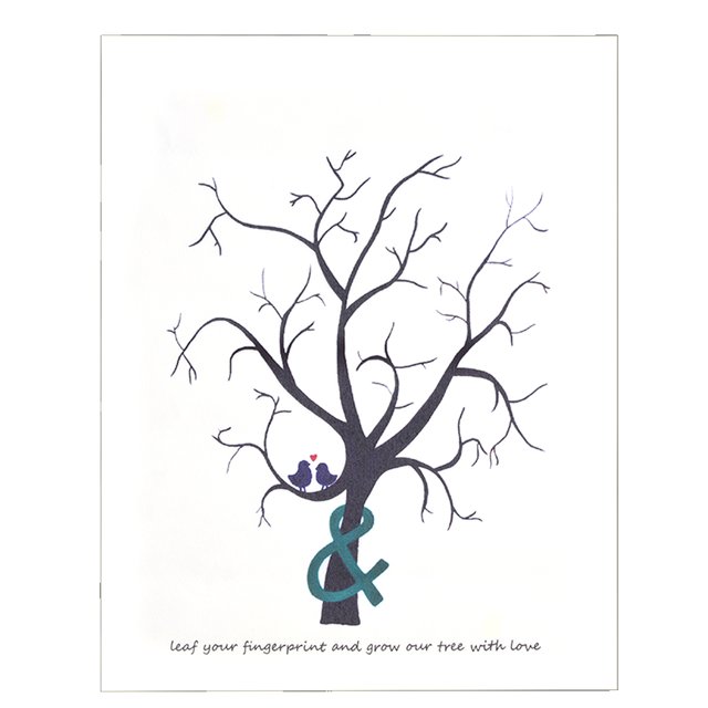 DIY novela personalizada huella digital árbol cumpleaños boda libro de invitados (árbol 5)