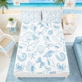 thumbnail image 4 of Manfei Watercolor Blue White Seashell Bow Full Size Sheets for Kids Boys and Girls, Kawaii Ocean Wildlife Bed Sheets 4 Pieces, 1 Flat Sheet, 1 Fitted Sheet and 2 Pillowcases, 4 of 6