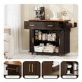 thumbnail image 4 of Aisword Rolling Kitchen Island with Drop Leaf Countertop, Mobile Kitchen Cart on Wheels, Sliding Door, Drawers, Spice Rack & 2-Tier Storage, Brown, 4 of 8
