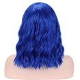 thumbnail image 5 of RightOn Blue Wig Short Curly Wavy Wigs Blue Wig with Bangs Daily Party Cosplay Synthetic Wigs with Wig Cap, 5 of 6