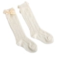 thumbnail image 2 of Faithtur Toddler Girls Summer Mesh Socks Solid Color Mid Tube Breathable Hollow Bows Princess Socks, 2 of 5