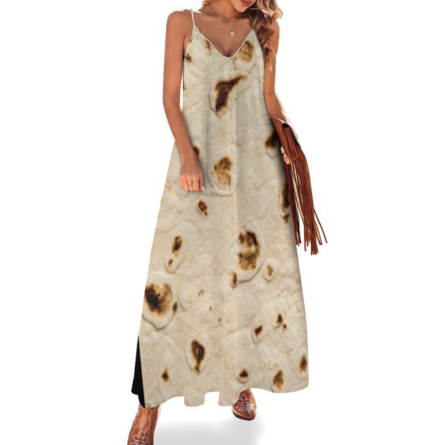 Vestido elegante sin mangas con diseño de tortilla de burrito, vestido de noche elegante para boda y playa