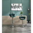 thumbnail image 5 of Set of 2 Green Bar Stools - Swivel Height Adjustable with Chrome Base & Footrest, Velvet Upholstery, High-Density Foam Seat, 5 of 11