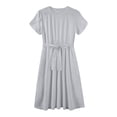 thumbnail image 5 of UoCefik Women's Summer Short Sleeve Maxi Dress 2025 Casual Crewneck Pleated A Line Flowy Long Dresses with Pockets Light Gray S, 5 of 6