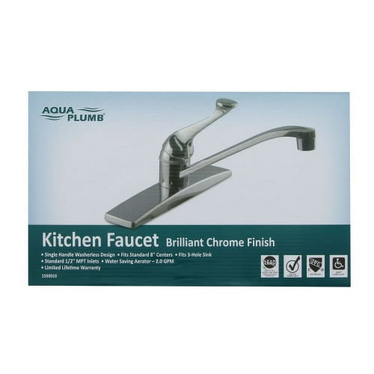 AquaPlumb 1550010 Chrome-Plated 3-Hole Single Handle Kitchen Faucet AquaPlumb 1550010 Chrome-Plated 3-Hole Single Handle Kitchen Faucet