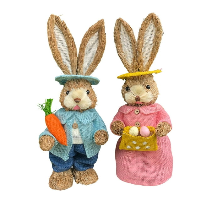 Figuras de Paja de Conejo de Pascua Zulema Estatuilla de conejito 35 cm