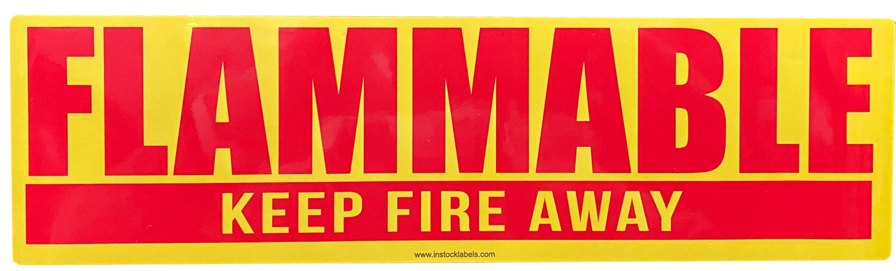 Flammable Keep Fire Away, Red & Yellow Warning Labels 3.5 x 12.5
