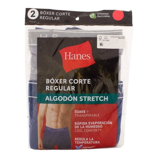 Boxer Hanes para Caballero Corte Regular Varios Colores 2 Piezas Talla G