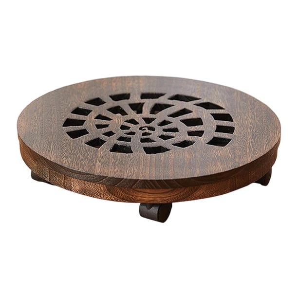 Soporte de madera para plantas con ruedas, bandeja para macetas con ruedas, carrito para macetas Estilo C de 21 cm