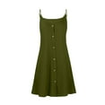 thumbnail image 6 of LNWUY Women Fashion Summer Spaghetti Strap Button Down V Neck Sleeveless Causal Beach Cover Up Dress with Pockets Green L, 6 of 7