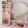 Vanity Desk Set with LED Lighted Round Mirror Dressing with 5 Drawers