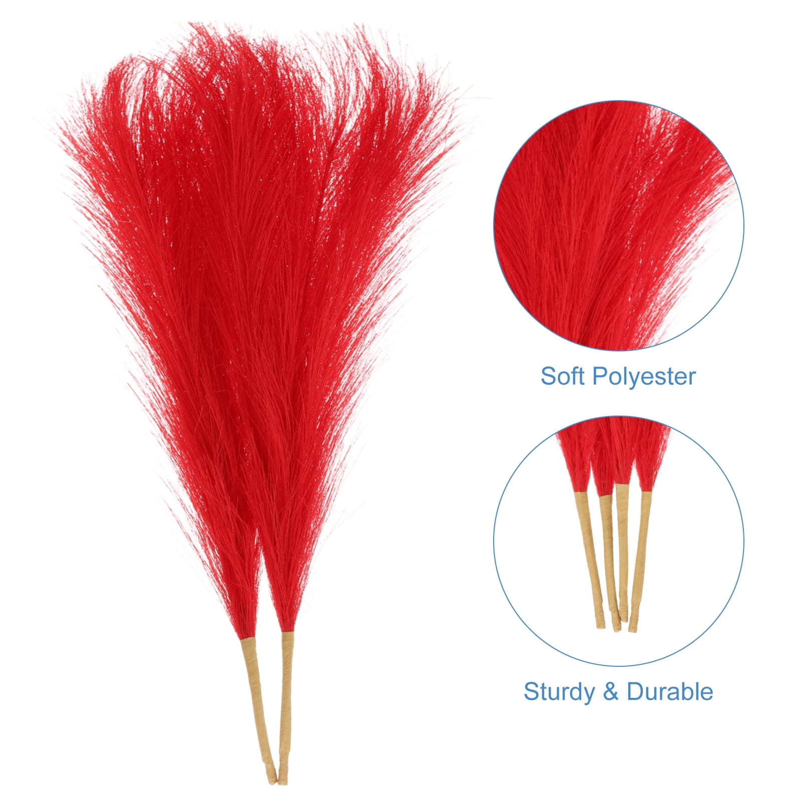 Unique Bargains Faux Pampas Grass Artificial Fake Dried Pampas Grass Decor Red
