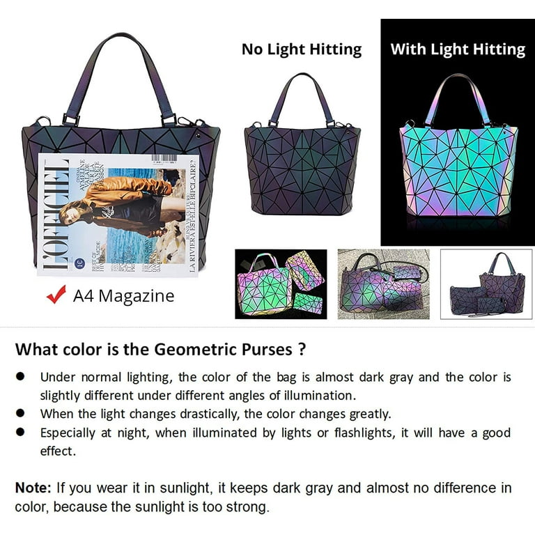 Asge Geometric Luminous Purses and Handbags for Women Holographic  Reflective Crossbody Bag Wallet 