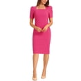 thumbnail image 1 of Vestido de Lápiz INSPIRE CHIC para Mujeres con Mangas Abullonadas, Abertura Trasera, Casual de Negocios, Cuello Cuadrado, Talla XL, Rojo Rosa, 1 of 6