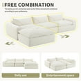 thumbnail image 3 of 116" Oversized Modular Sectional Sofa, Chenille Cloud Couch with Movable Ottoman, 4 Seat L-Shaped Sofa with Double Layer Support, No Assembly Required, White, 3 of 8