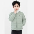 thumbnail image 2 of FAOWME Kids Boys Girls Coat Winter Jacket Solid Color Color Outwear Windproof Warm Coat Jacket Green 6-7 Years, 2 of 5