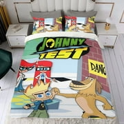Johnny Test Cartoon 3 Piece Bedding Set Comforter Set Cute Duvet Cover Sets Super Soft Girls Bedding Set Kids Bedroom Gifts,1 Duvet Cover with 2 Pillowcases Twin