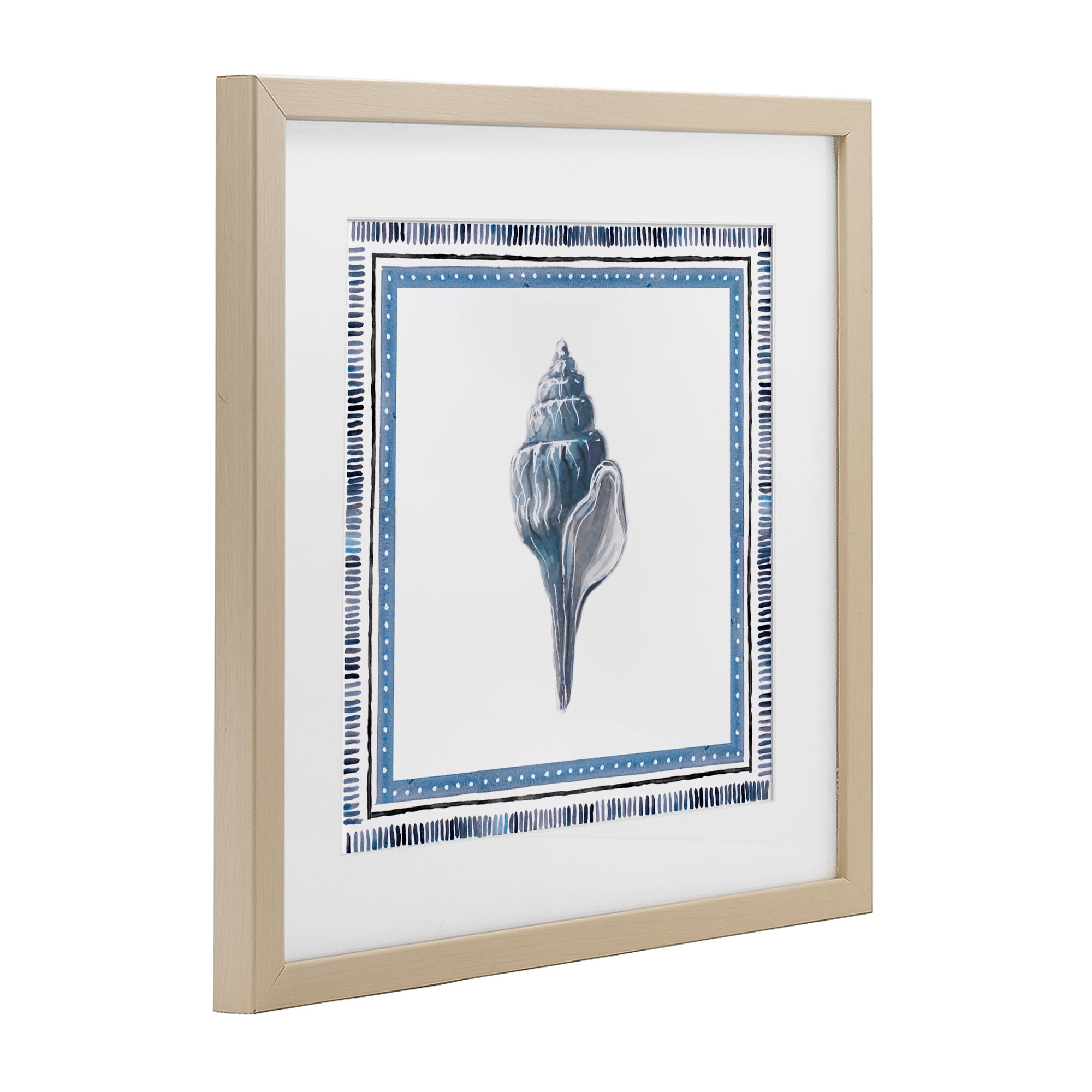 Stupell Industries Soft Blue Conch Shell Birch Framed Print Under Glass, design by Lanie Loreth