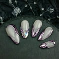 thumbnail image 3 of 10pcs Artisan-Made Y2K Fake Nails - Original Design Purple & White Press-Ons with Diamond & Gem Details, Shimmer Gradient Retro Decorative Nail Sets for Stylish Looks, 3 of 9