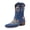 Blue, variant on Women's Flower Embroidered Ankle Boots Floral Snip Square Toe Western Cowboy Boots Chunky Heel Pull On Short Boots