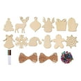 thumbnail image 2 of 24x Christmas Embellishments Wood Pieces Slices Cutouts Wood Shapes Predrilled Unpainted Unfinished Wood Shapes for Wedding DIY Signs Crafts, 2 of 10