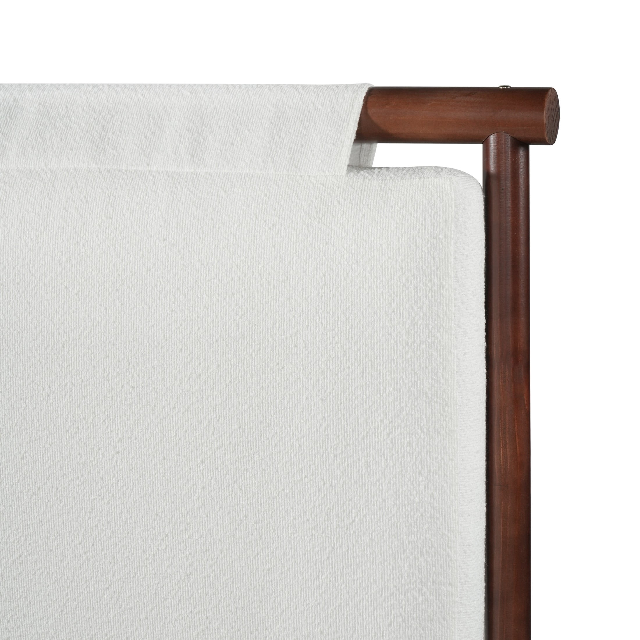 Christopher Knight Home Queen Platform Bed with White Upholstered, Wood Frame, Dark Walnut Finish