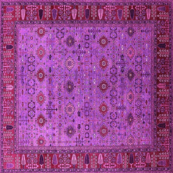 Ahgly Company Indoor Square Oriental Pink Industrial Area Rugs, 6' Square