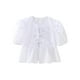 thumbnail image 2 of HH TRAF Blusa corta informal con lazo y mangas cortas abullonadas para mujer, moda femenina, camiseta de primavera, 2 of 5