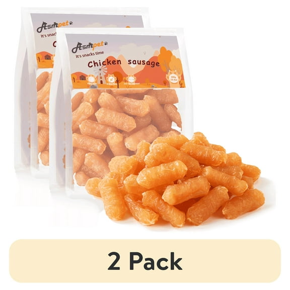 (2 pack) ASMPET Chicken Sausage Dog Treats, Natural Chicken Jerky Soft Chewy Training Snacks, 11oz