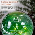 thumbnail image 3 of Alpine Corporation 10" Glass Light-up Gazing Ball & Stand, Green, 3 of 17