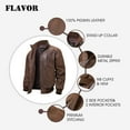 thumbnail image 5 of FLAVOR Men's Real Leather Bomber Casual Jacket (XX-Large, Brown), 5 of 6